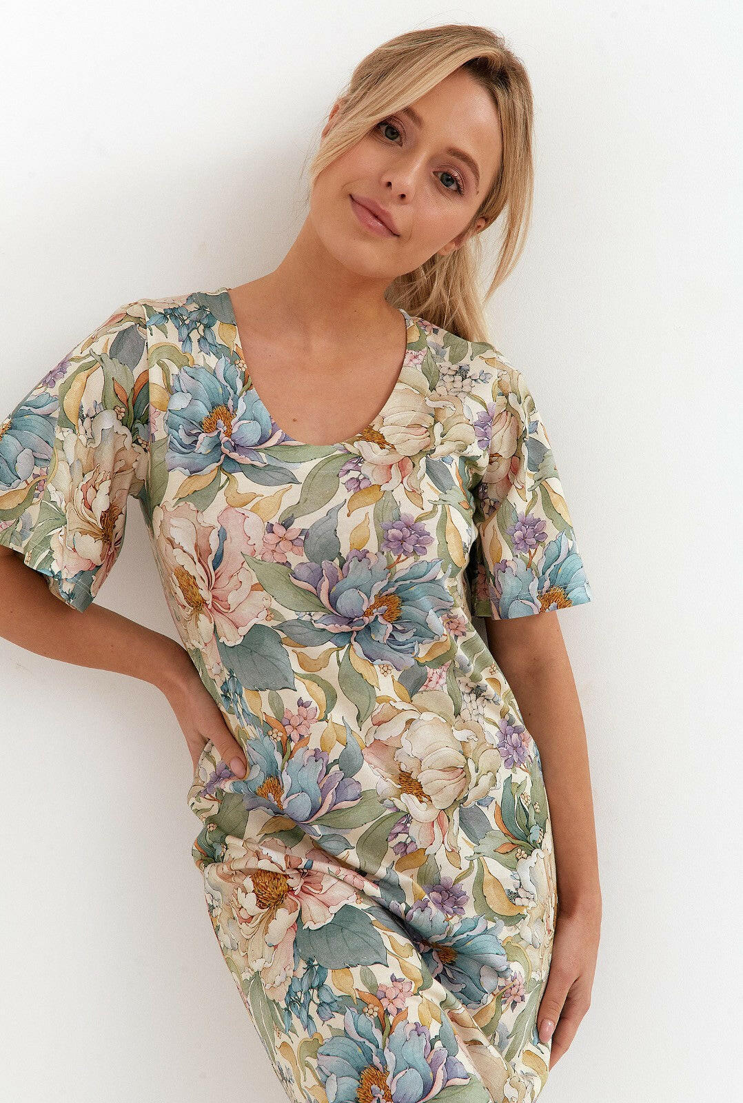 Camicia da notte in 100% cotone - PEONIE - 266 - Lullaby Lingerie