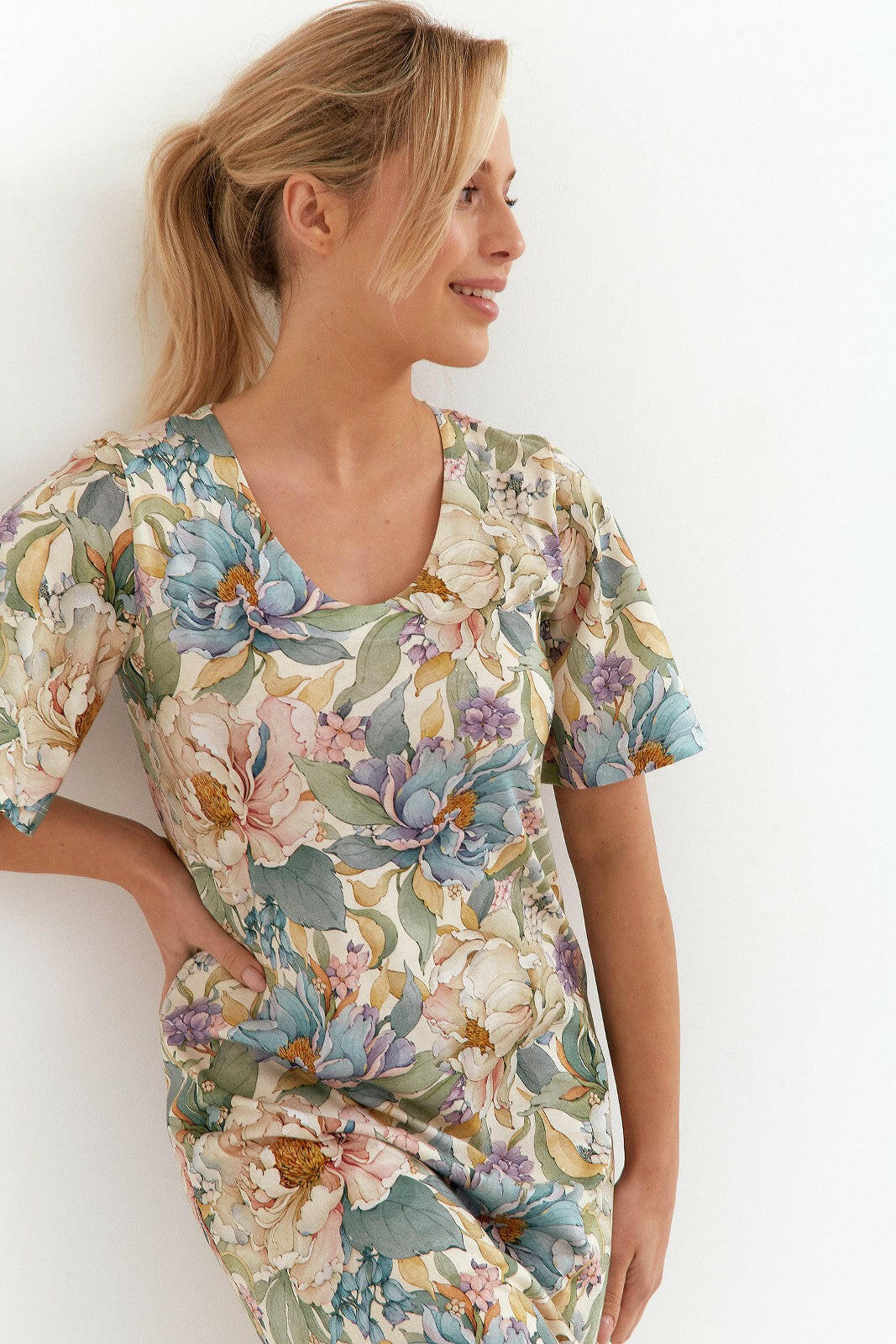 Camicia da notte in 100% cotone - PEONIE - 266 - Lullaby Lingerie