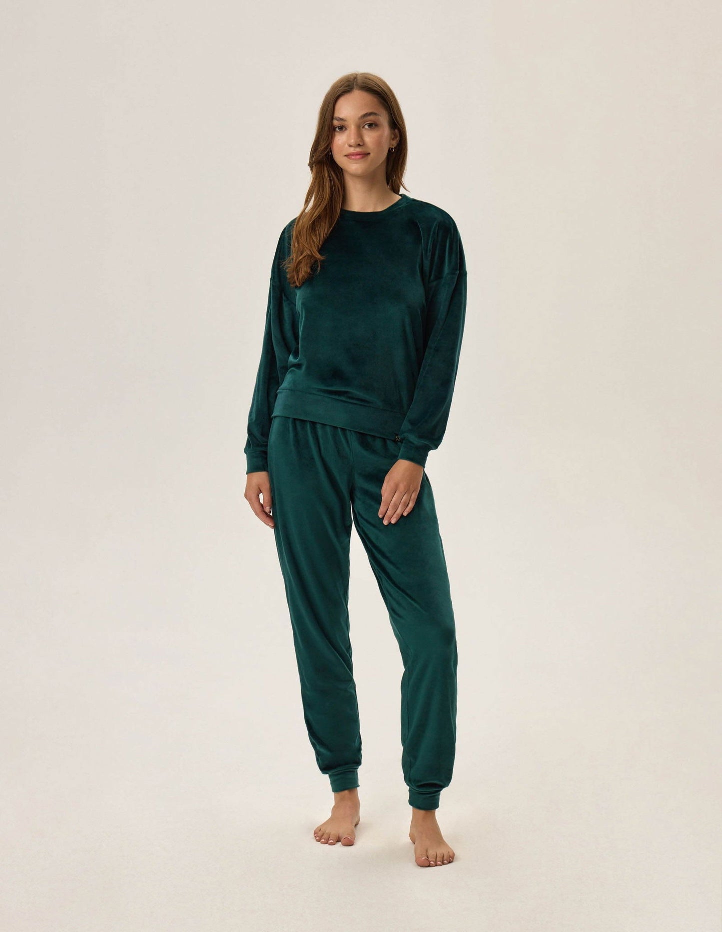Pigiama da donna in morbido velluto leggero - Fain - Verde - Lullaby Lingerie