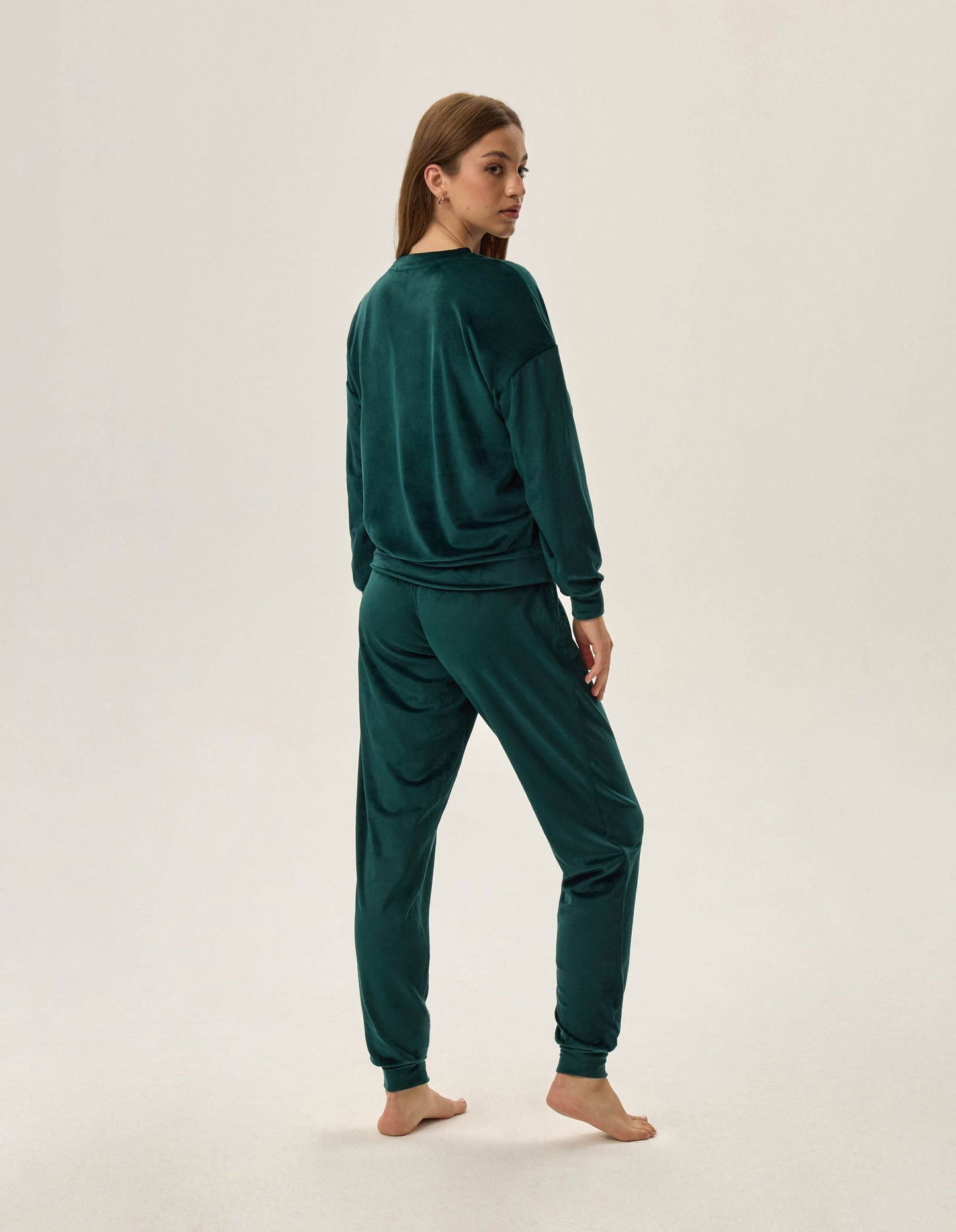 Pigiama da donna in morbido velluto leggero - Fain - Verde - Lullaby Lingerie