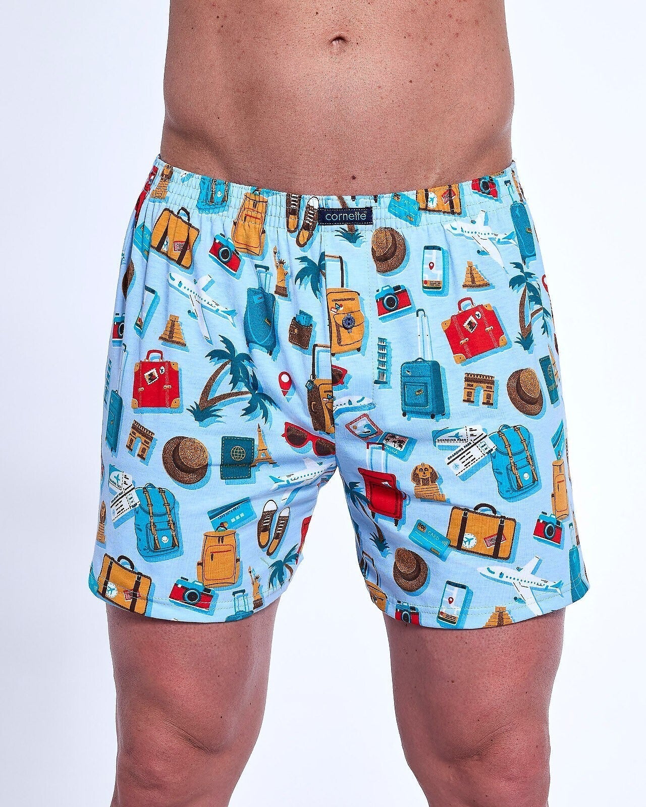 Boxer uomo ampio con bottoni in cotone elasticizzato