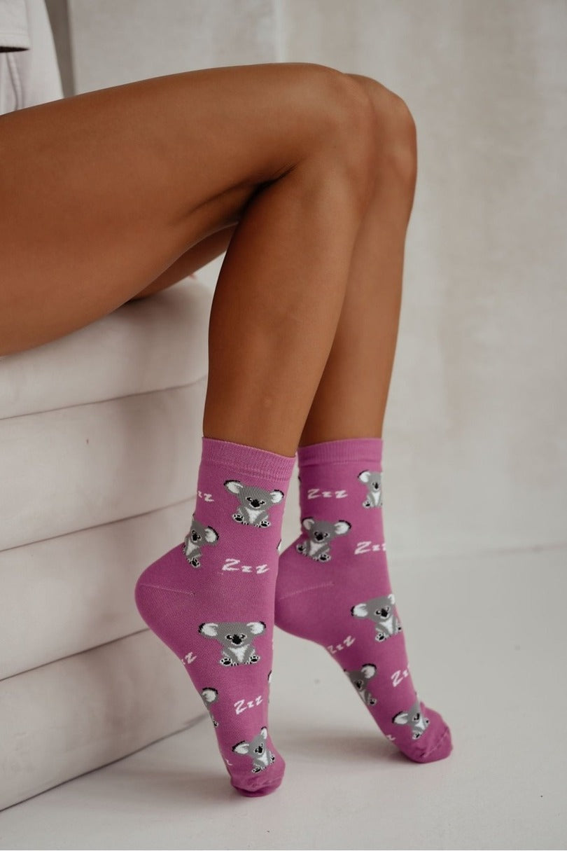 Calzini da donna in morbido cotone fantasia koala | 0200.179