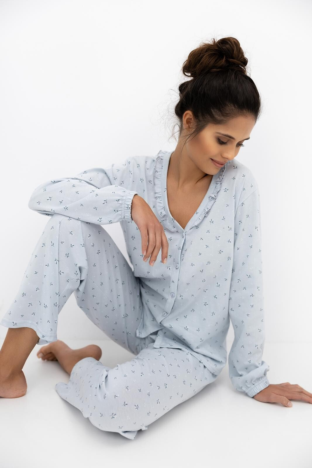 Lucille | pigiama lungo da donna in cotone a fantasia