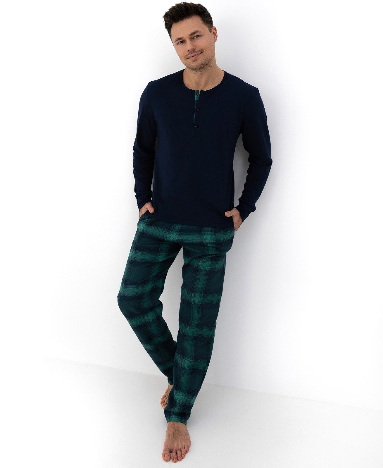 Luke | pigiama lungo da uomo in cotone con pantaloni