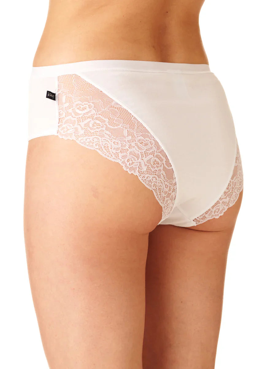 Slip bikini in cotone con retro in pizzo - confezione da 2