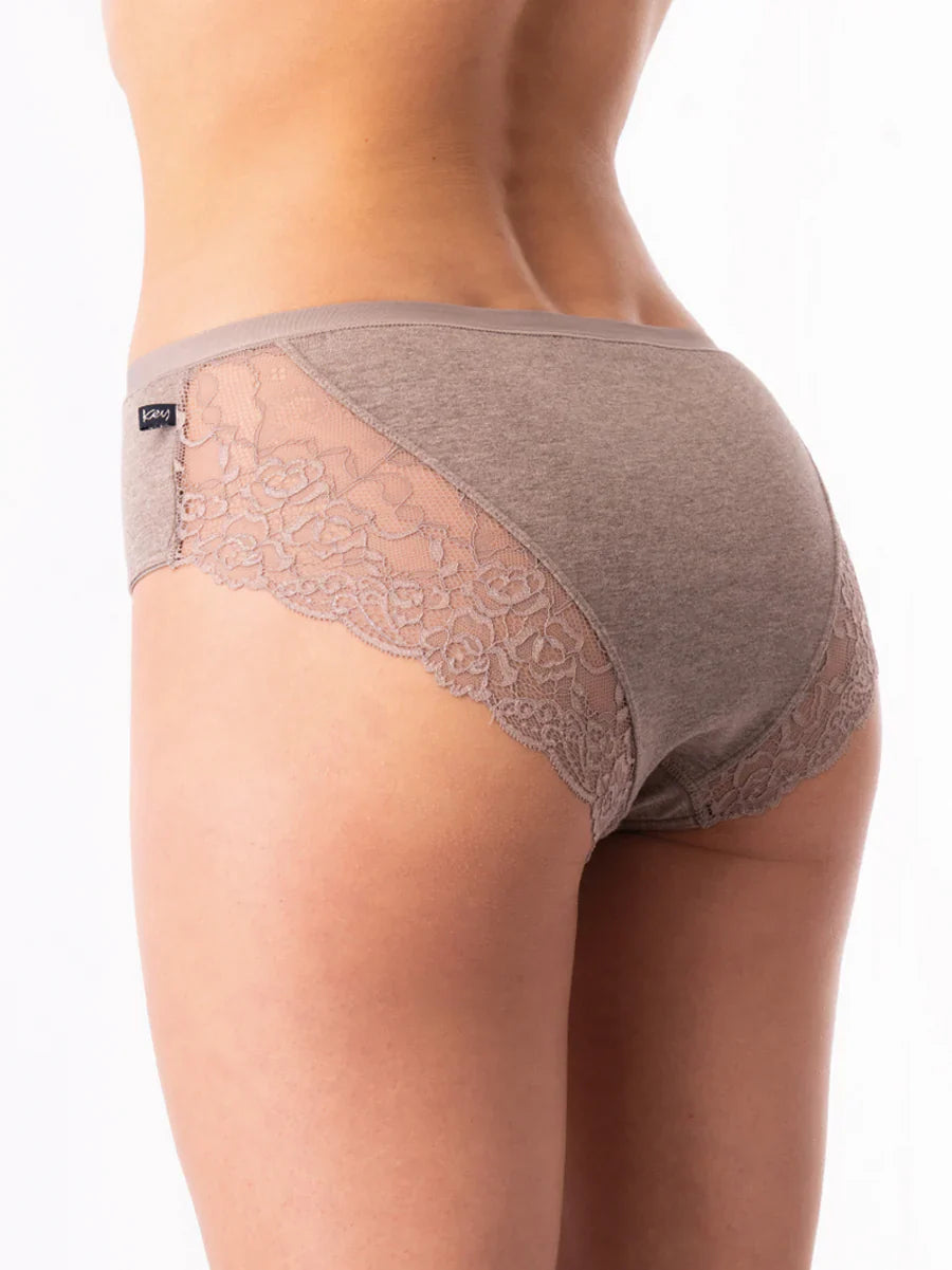 Slip bikini in cotone con retro in pizzo - confezione da 2