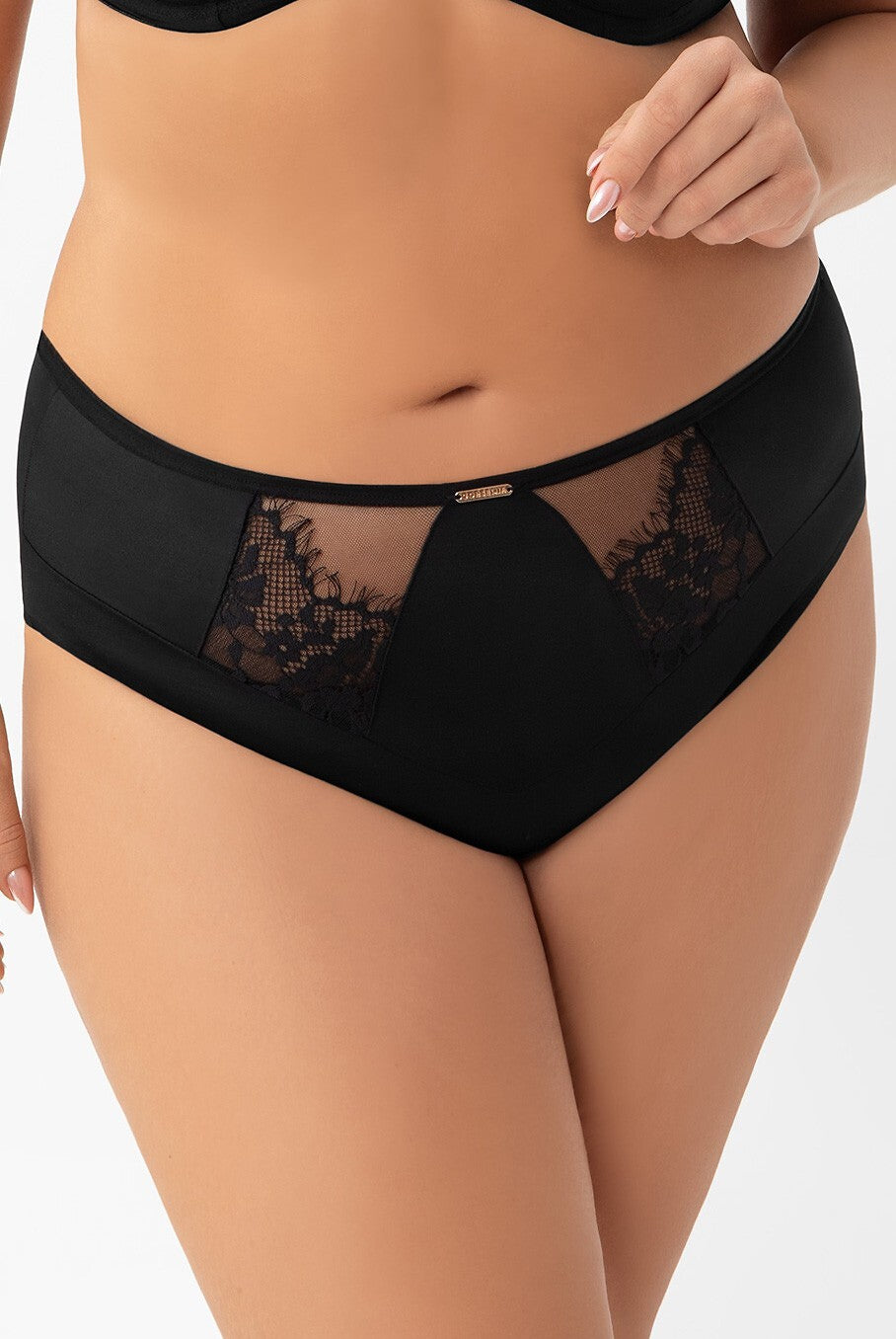 Slip da donna in microfibra e pizzo evia k 938 nero