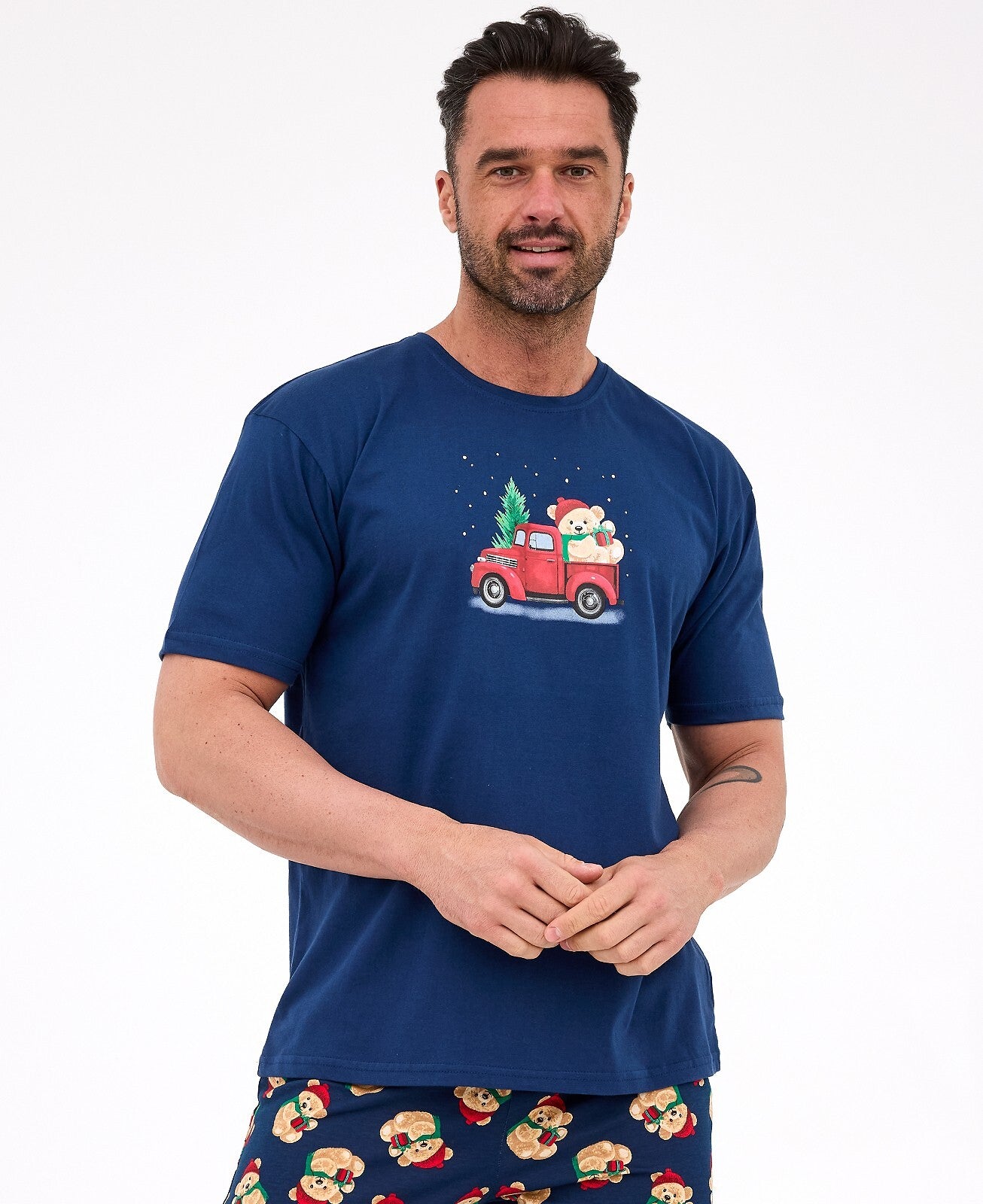 Teddy christmas | pigiama corto uomo in cotone – collezione