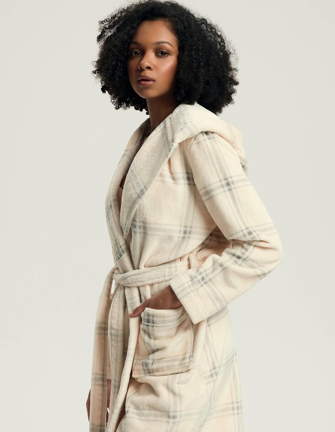 Vestaglia da camera donna con cappuccio a quadri | danna