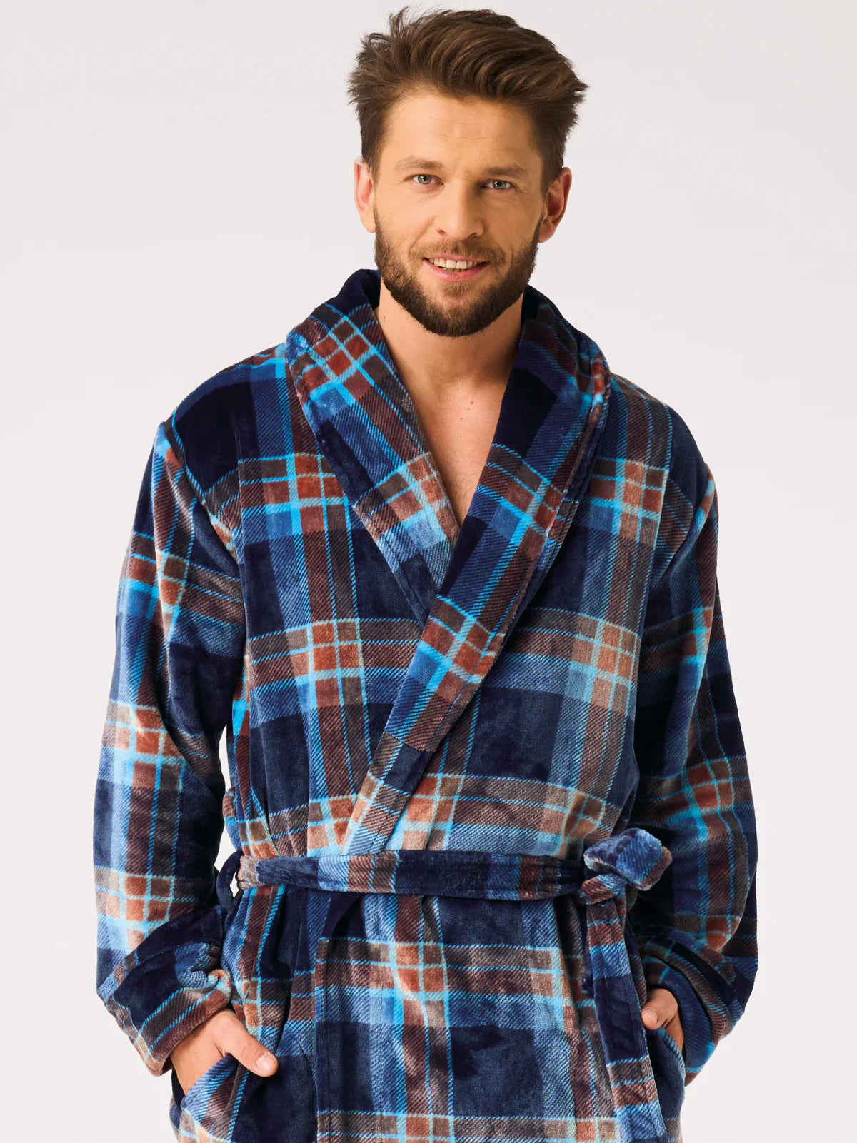 Vestaglia classica da uomo in pile scozzese | mgl 431