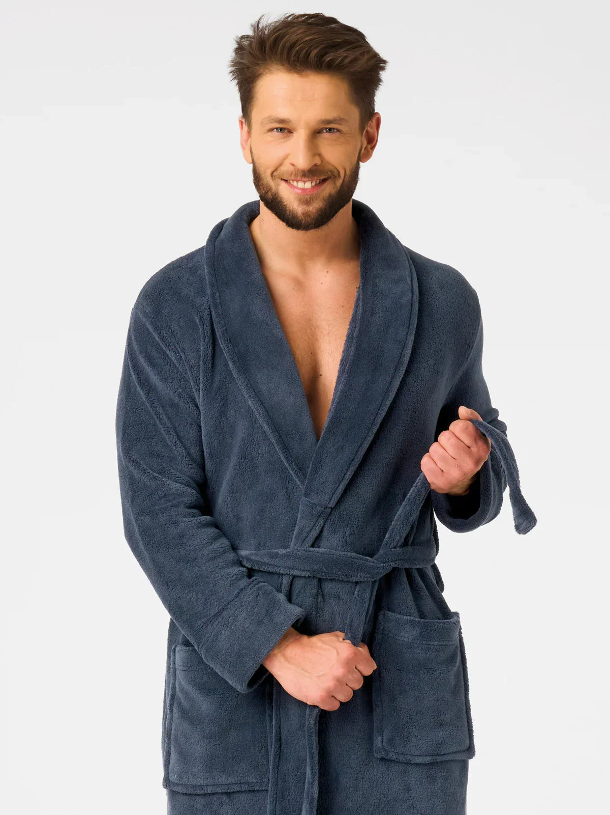 Vestaglia lunga da uomo in morbido pile | mgl 255 b25