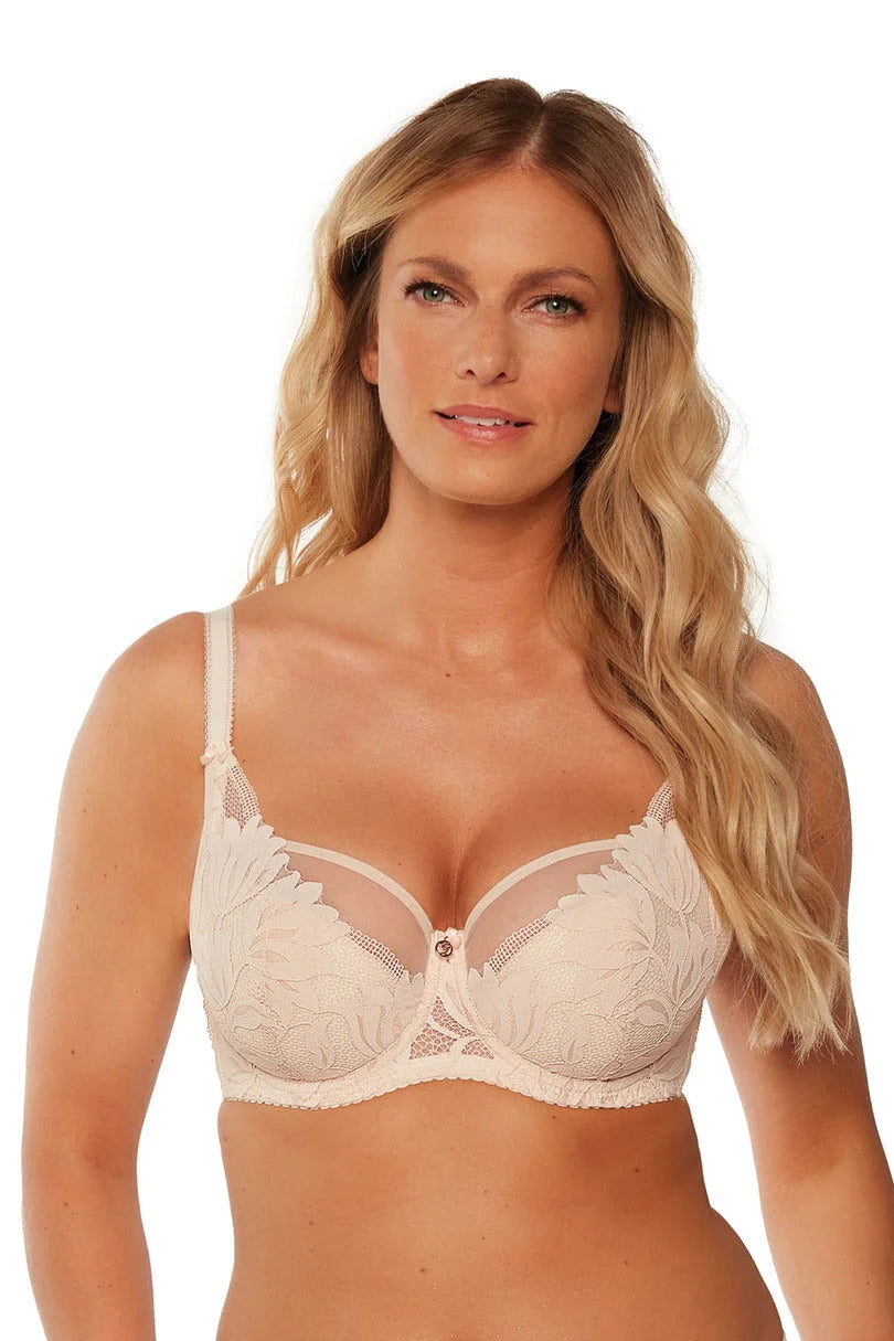 1134 - keto - reggiseno semi-soft in pizzo e tulle - beige