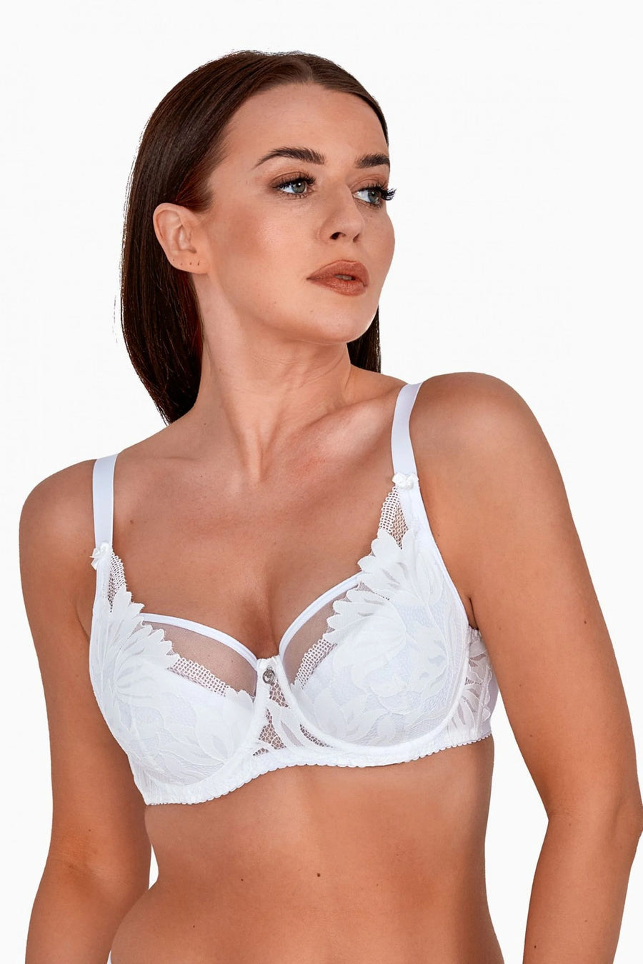 1134 - keto - reggiseno semi-soft in pizzo e tulle - bianco