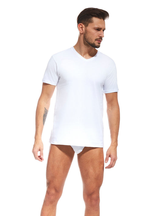 Camiseta de hombre de manga corta y cuello en pico - AUTÉNTICA - 100% algodón