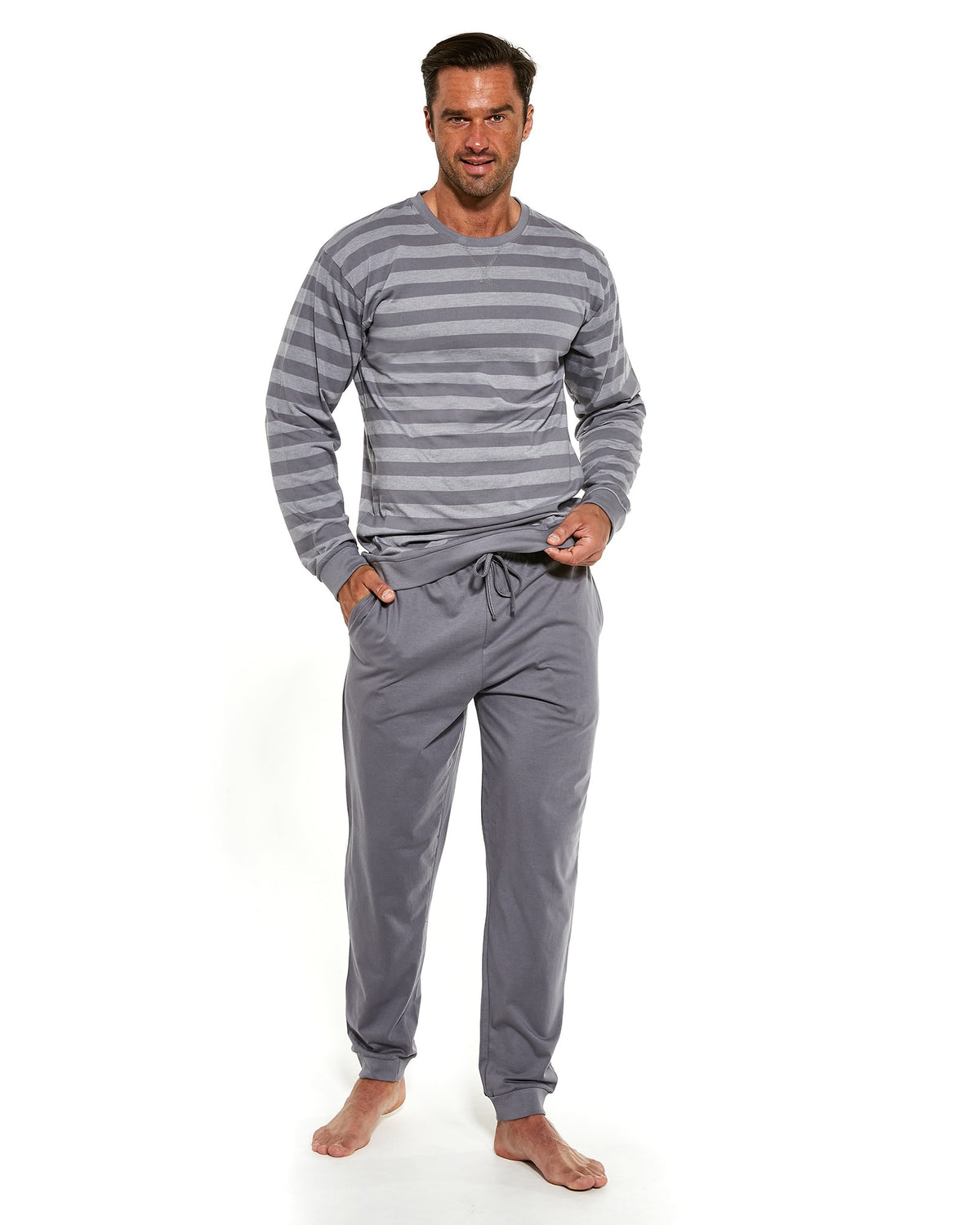 1-Piżama Cornette 117/160 Loose 9 dł/r męska S-2XL grafitowy-1