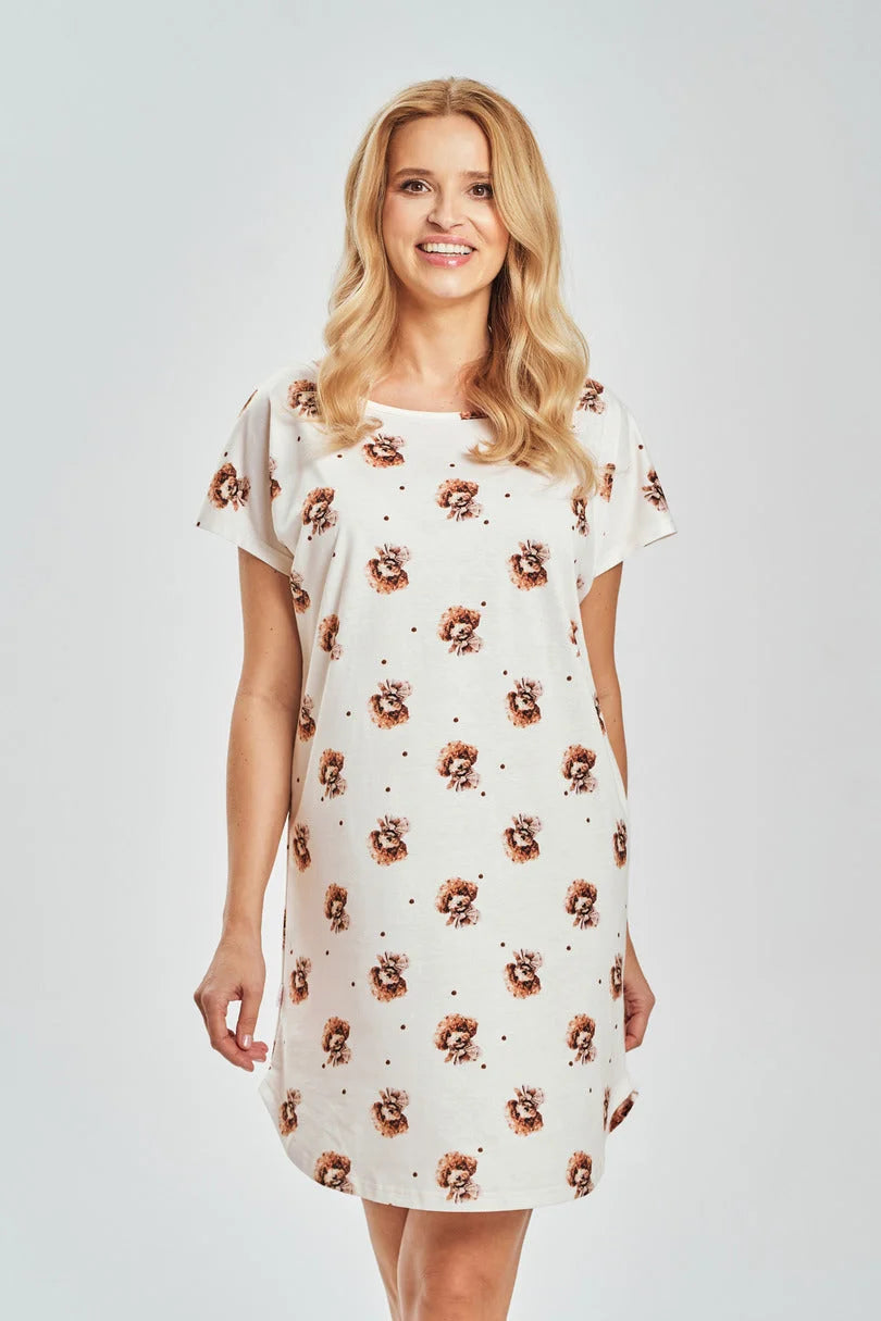3517 - coco - camicia da notte donna in cotone con stampa