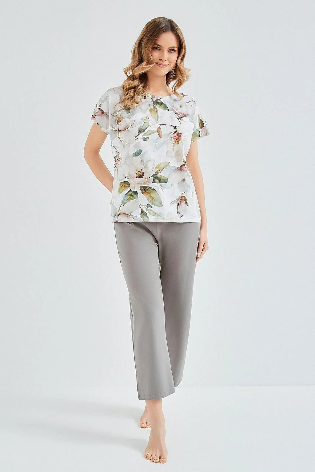 3607 - diana - pigiama da donna in cotone a fiori
