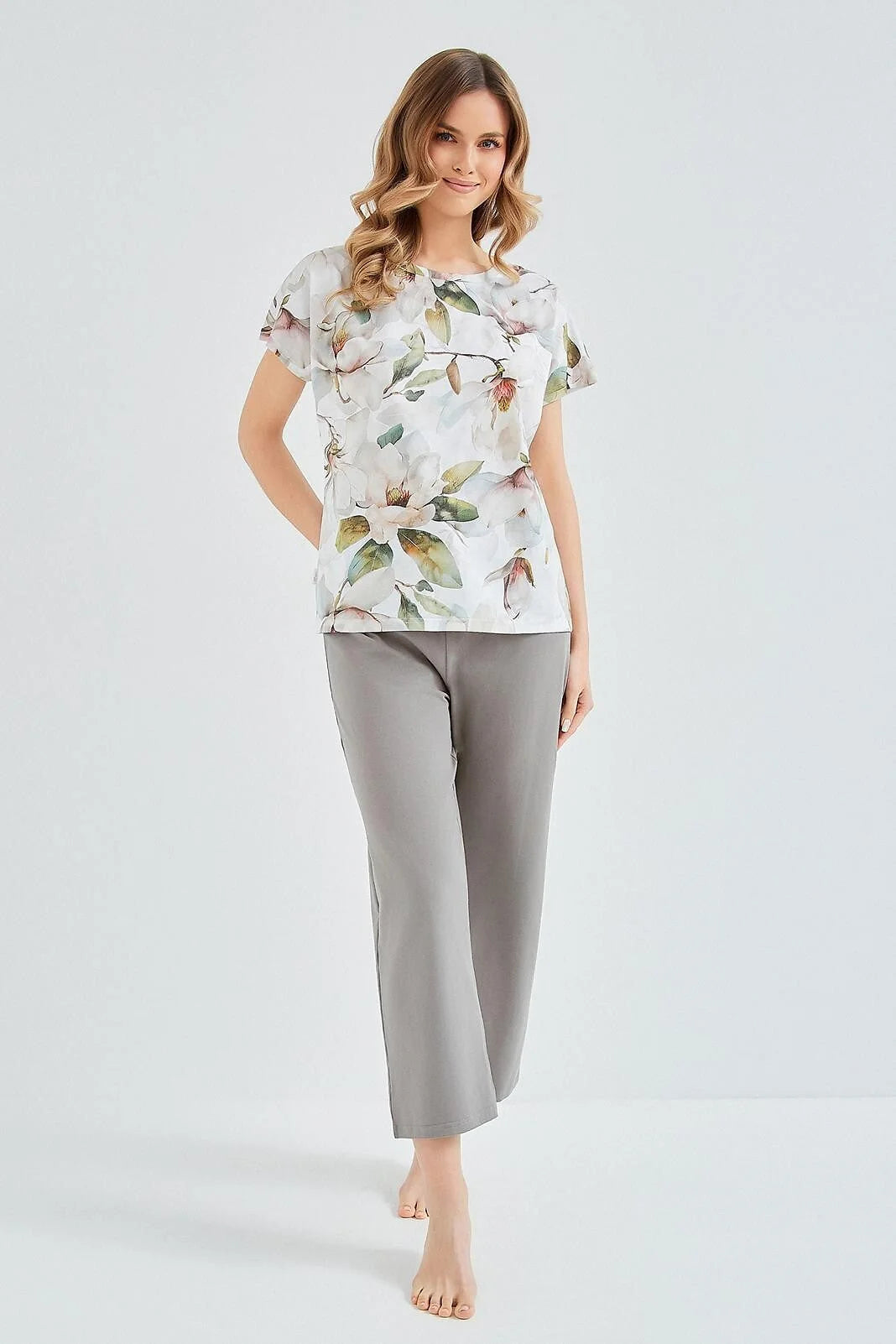 3607 - diana - pigiama da donna in cotone a fiori