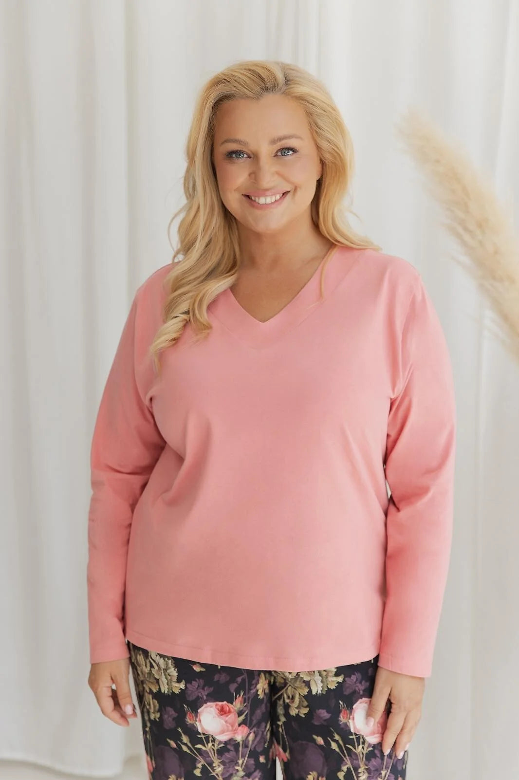 3614 - maribel - pigiama da donna in cotone con scollo a v