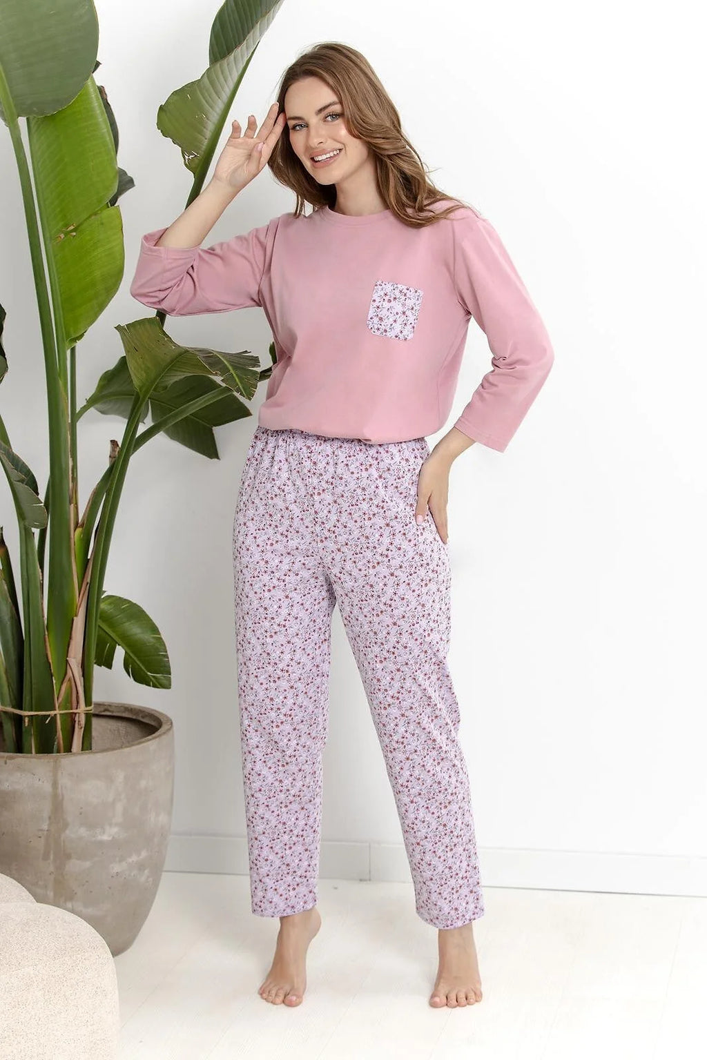 3629 - agnessa - pigiama da donna in cotone con maniche