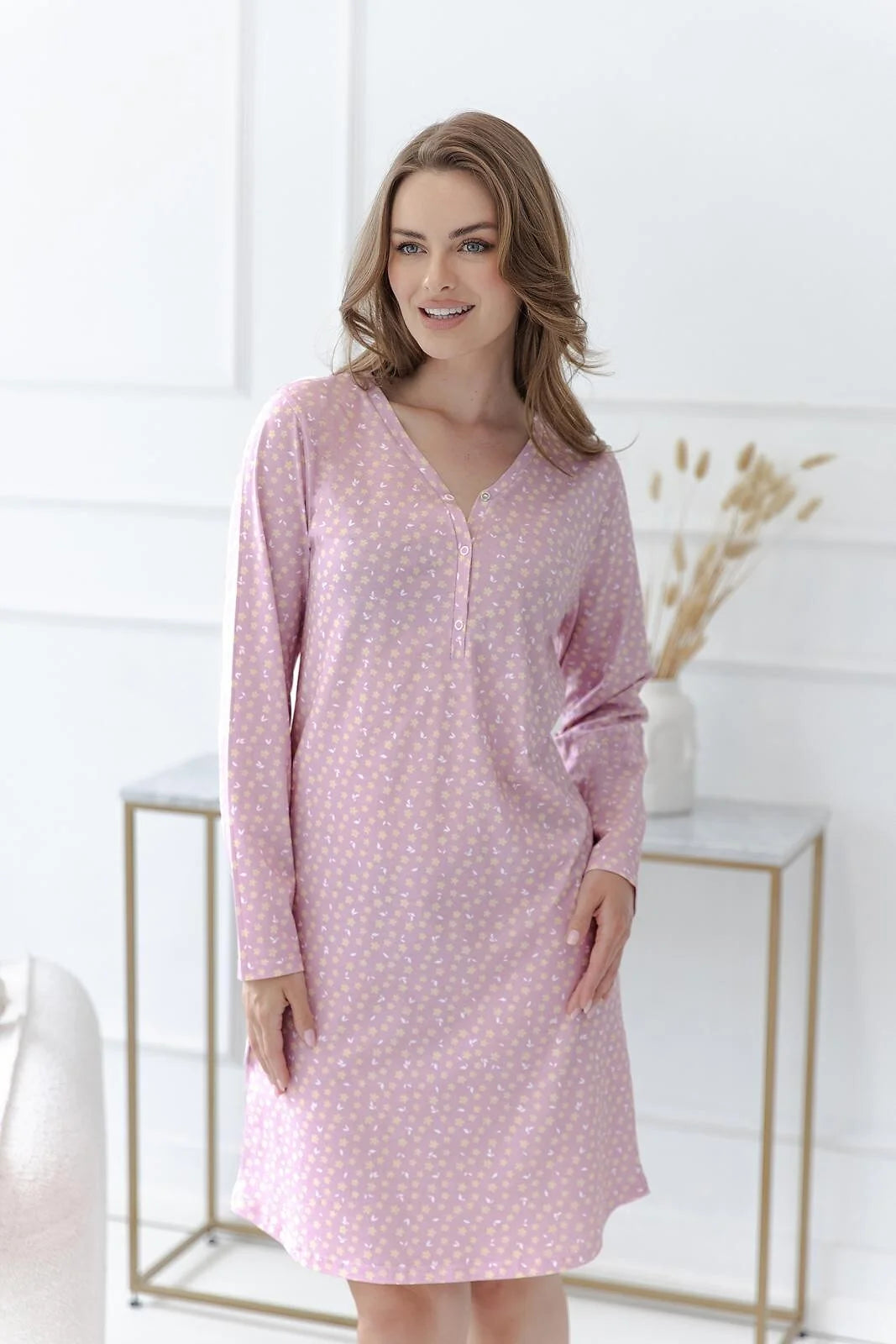 3633 - marigold - camicia da notte donna in cotone a motivo