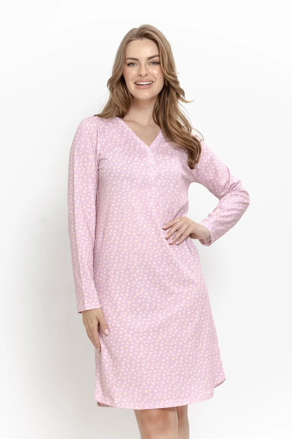 3633 - marigold - camicia da notte donna in cotone a motivo