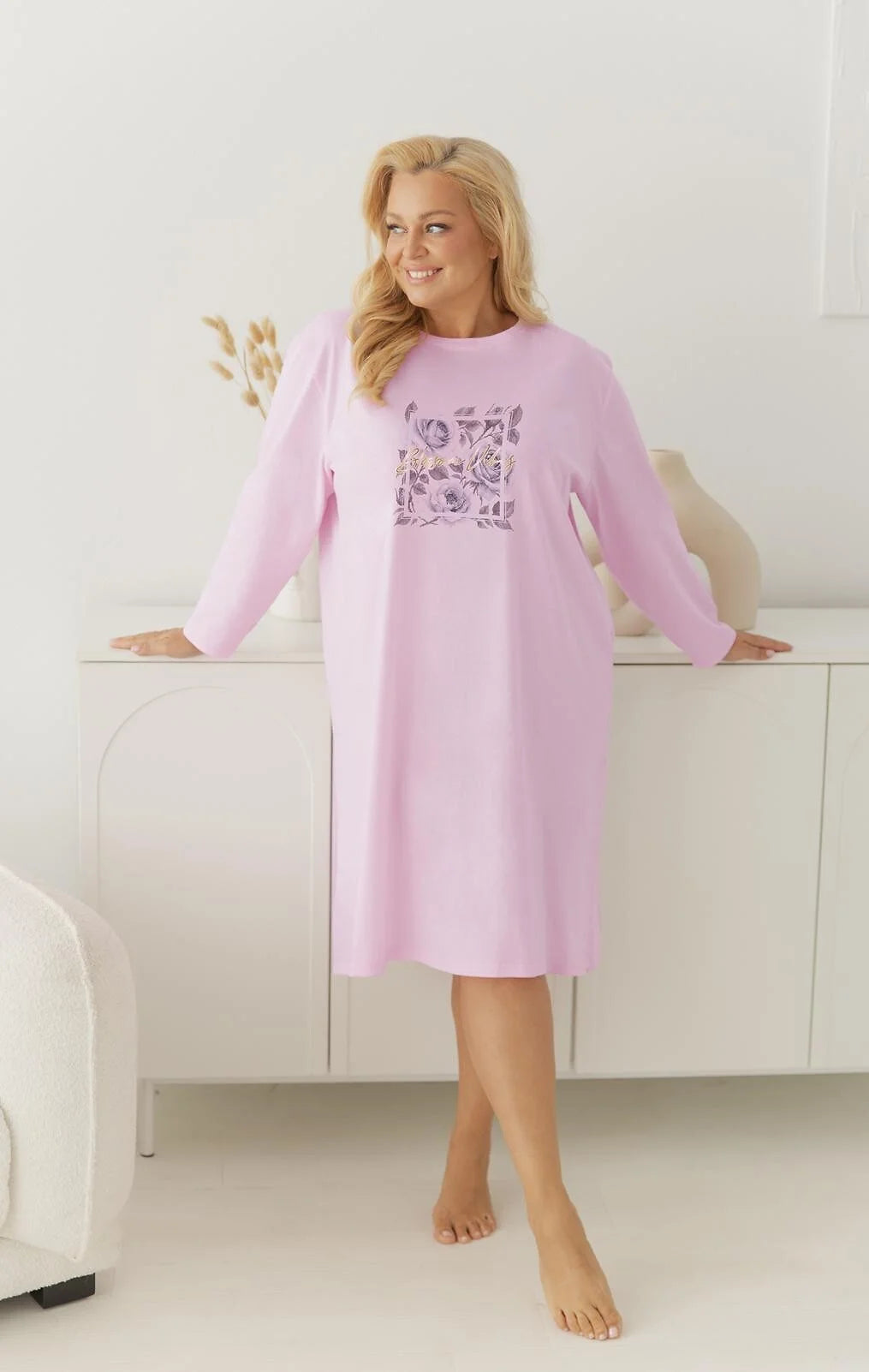 3661 - selia - camicia da notte donna in cotone con stampa