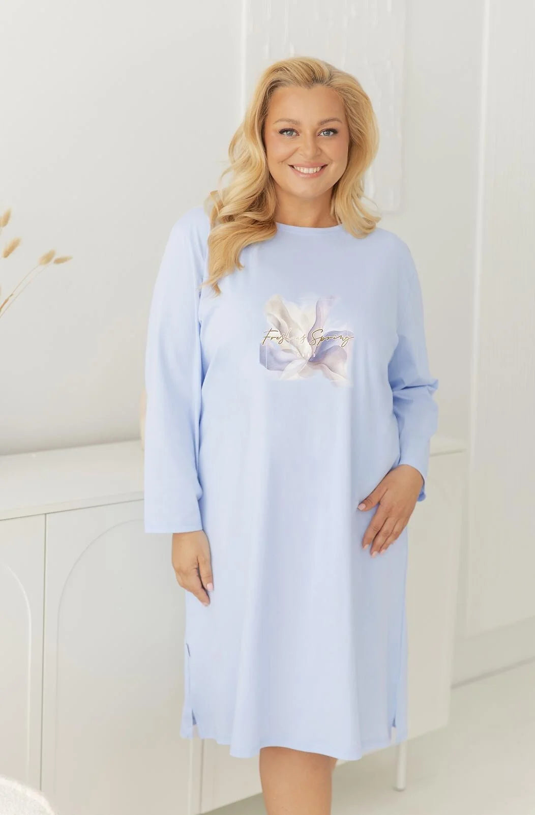 3661 - selia - camicia da notte donna in cotone con stampa