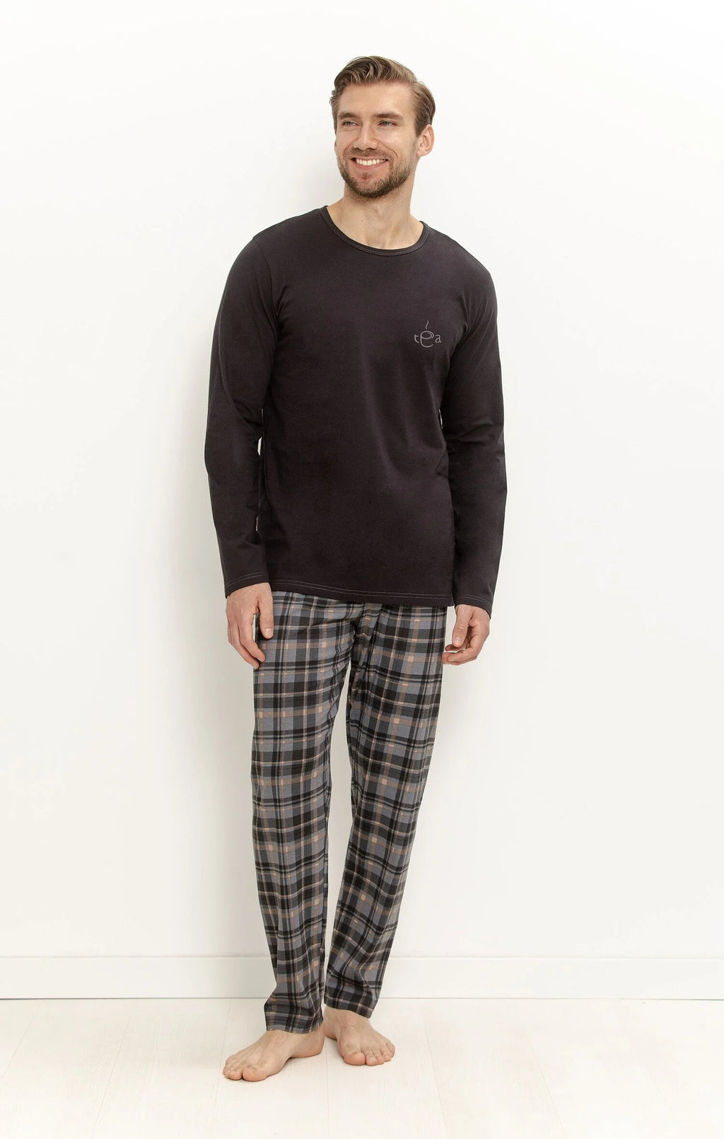 3663 - laurent - pigiama da uomo in cotone con maglia