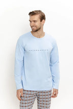 3665 - sven - pigiama da uomo in cotone con maglia melange