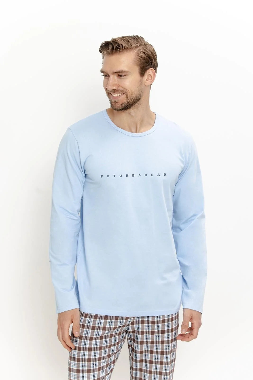 3665 - sven - pigiama da uomo in cotone con maglia melange