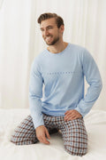3665 - sven - pigiama da uomo in cotone con maglia melange
