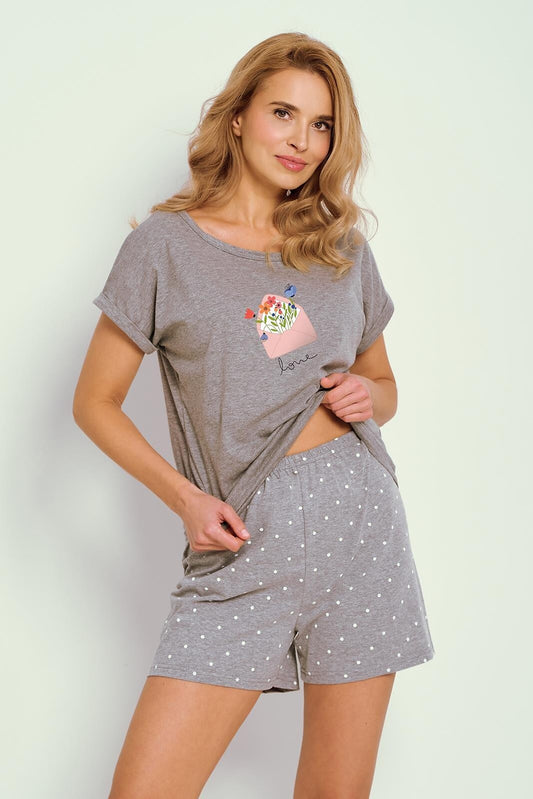 1-Piżama Taro Bianca 3324 kr/r S-XL W25 damska szary melanż-1