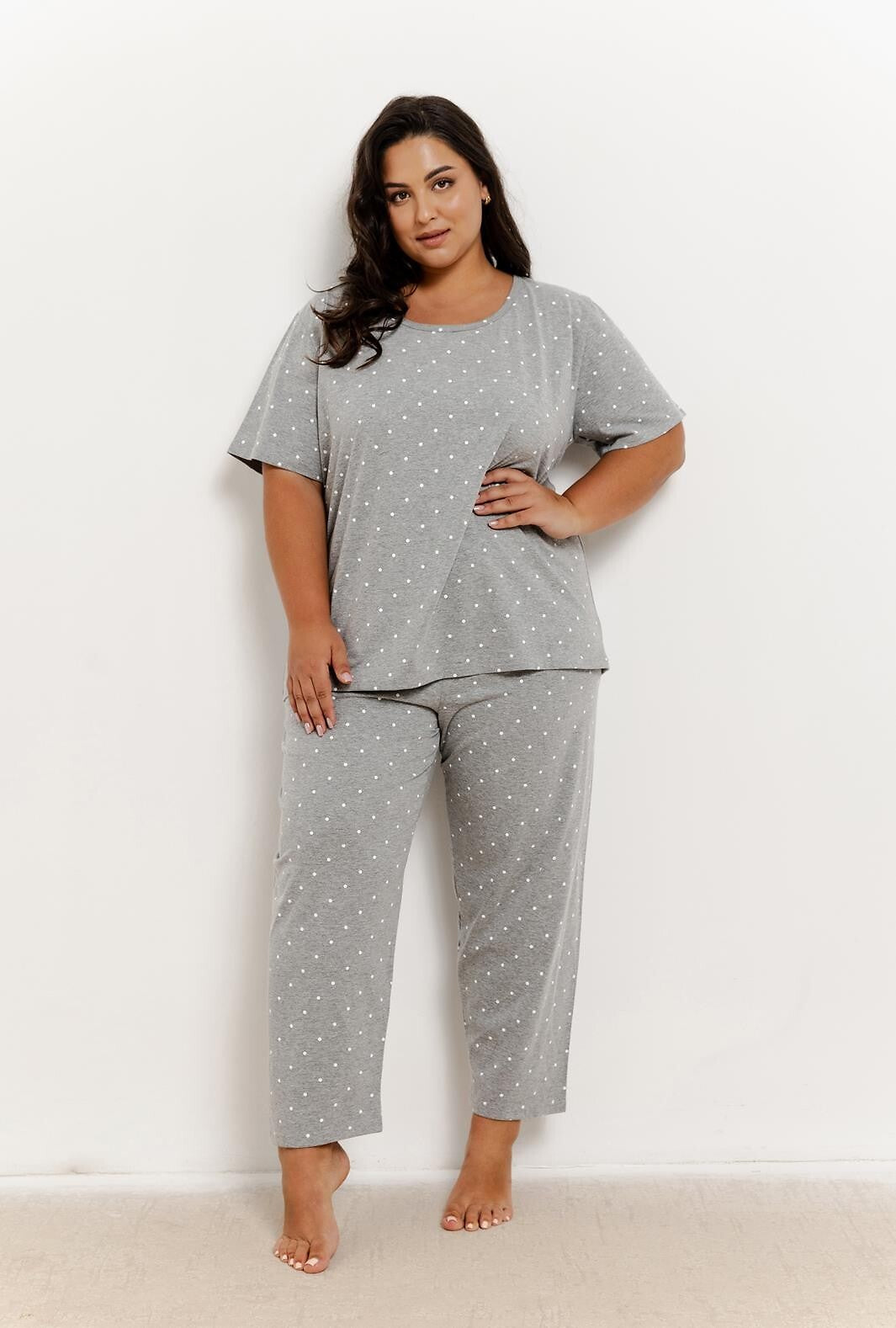 1-Piżama Taro Meg 3368 kr/r 2XL-3XL W25 damska szary melanż-groszki-1