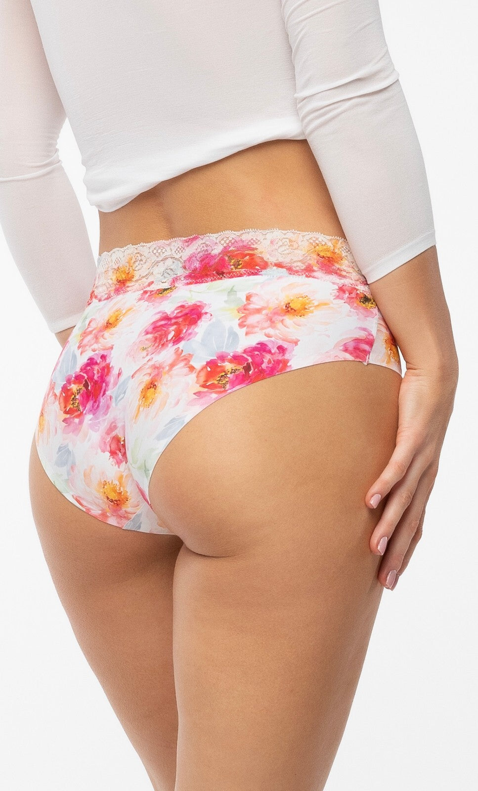 5-Figi Julimex Peony Hipster Hiphuggers S-XL biały-kwiaty-5