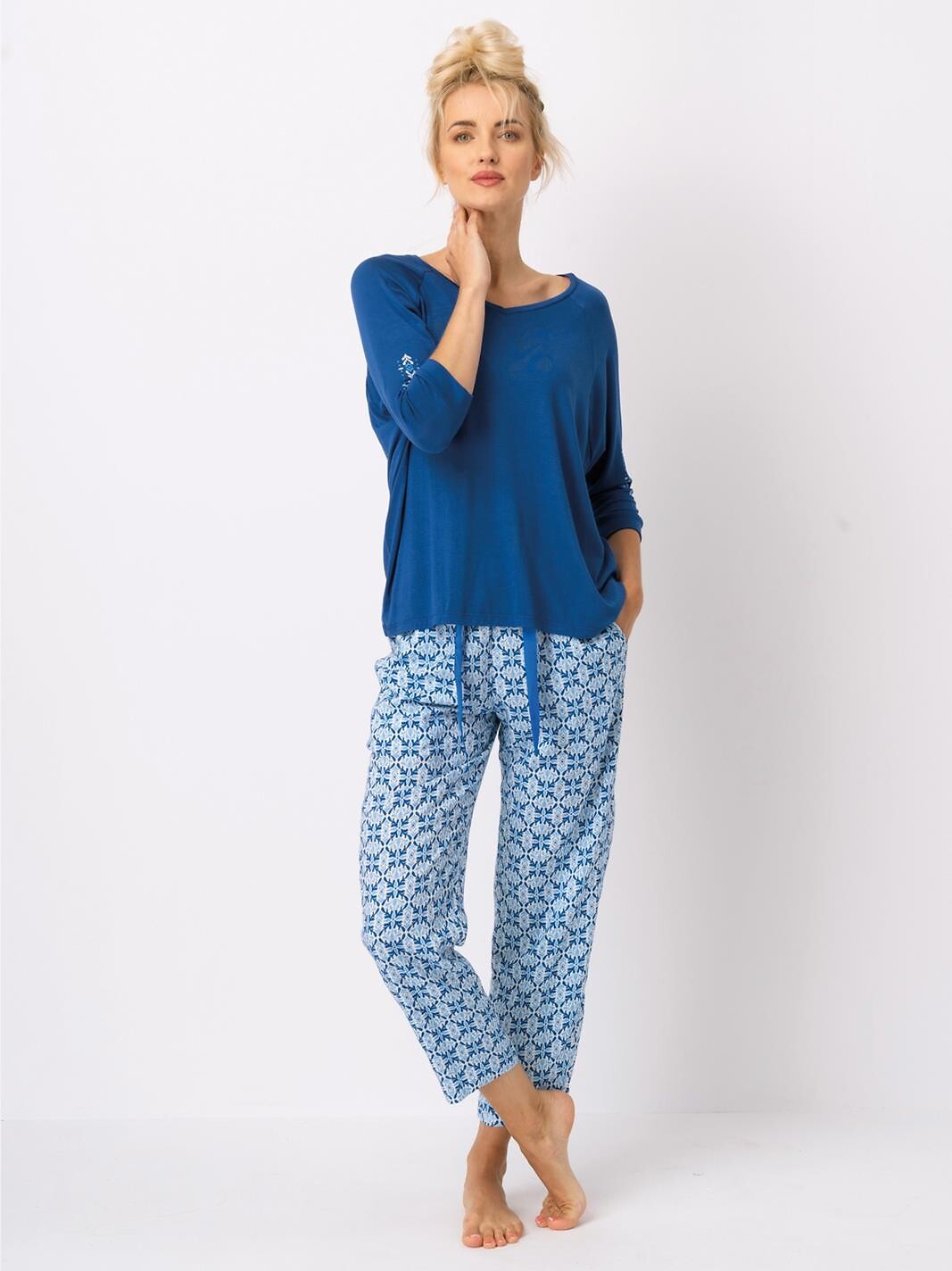 1-Piżama Key LNS 721 B25 Wiskoza 3/4 S-XL niebieski-1