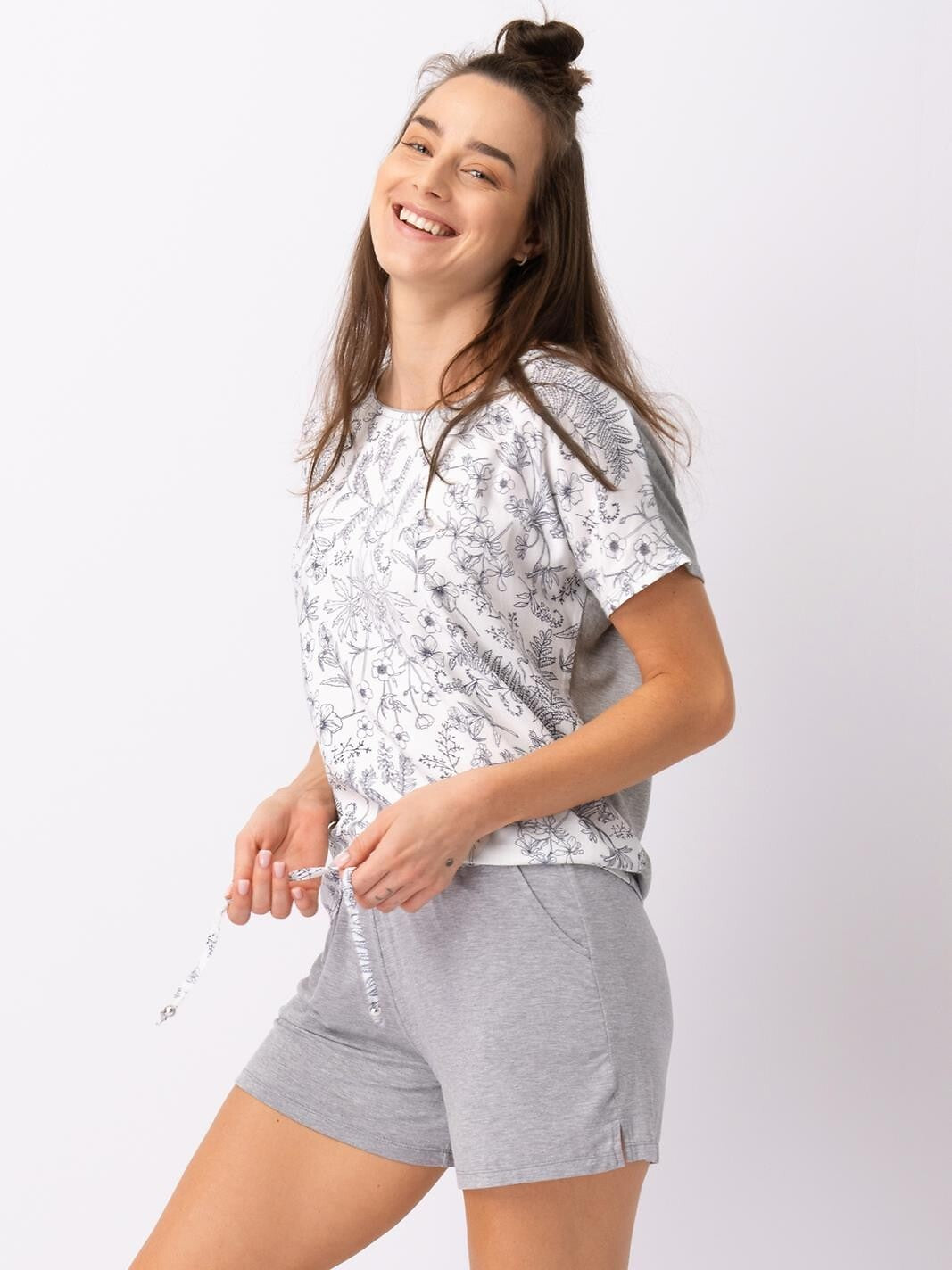 2-Piżama Key LNS 544 B25 Wiskoza kr/r S-XL biały-szary-2