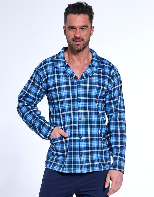 2-Piżama Cornette 114/76 M-2XL Rozpinana męska granatowy-2