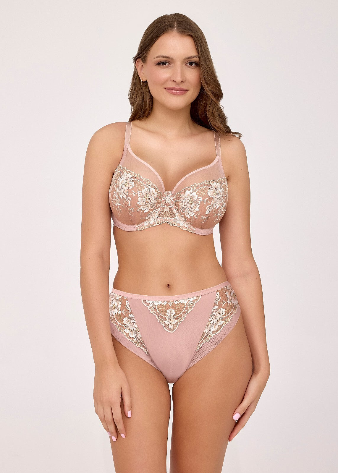 Rosegold | Slip Donna in Microfibra e Pizzo – Dettagli in Oro Rosa e Ricamo Floreale - Lullaby Lingerie