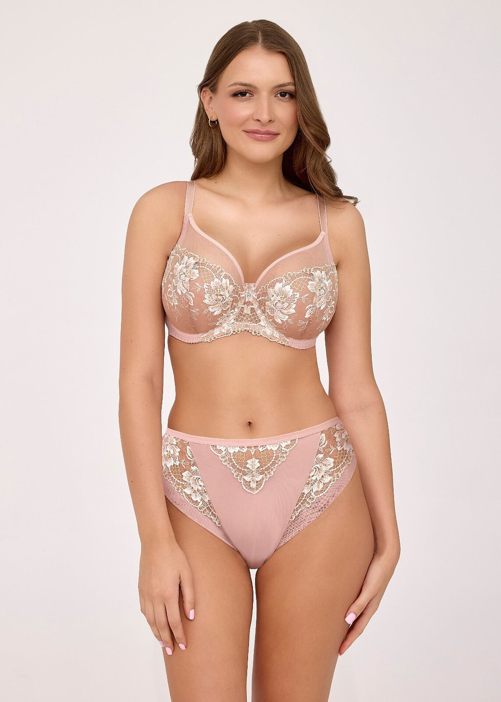 Rosegold | Slip Donna Classico in Microfibra – Ricami Floreali e Filo Dorato - Lullaby Lingerie
