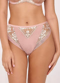 Rosegold | Slip Donna Classico in Microfibra – Ricami Floreali e Filo Dorato - Lullaby Lingerie