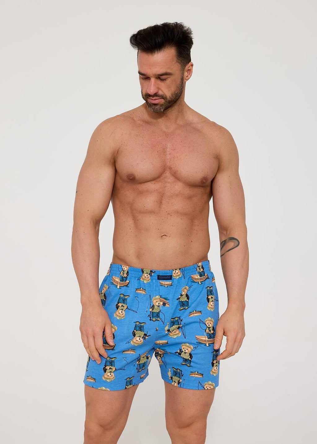 Classic | Boxer Uomo morbidi in Cotone 100% con Orsetto Pescatore - 001/188 - Lullaby Lingerie