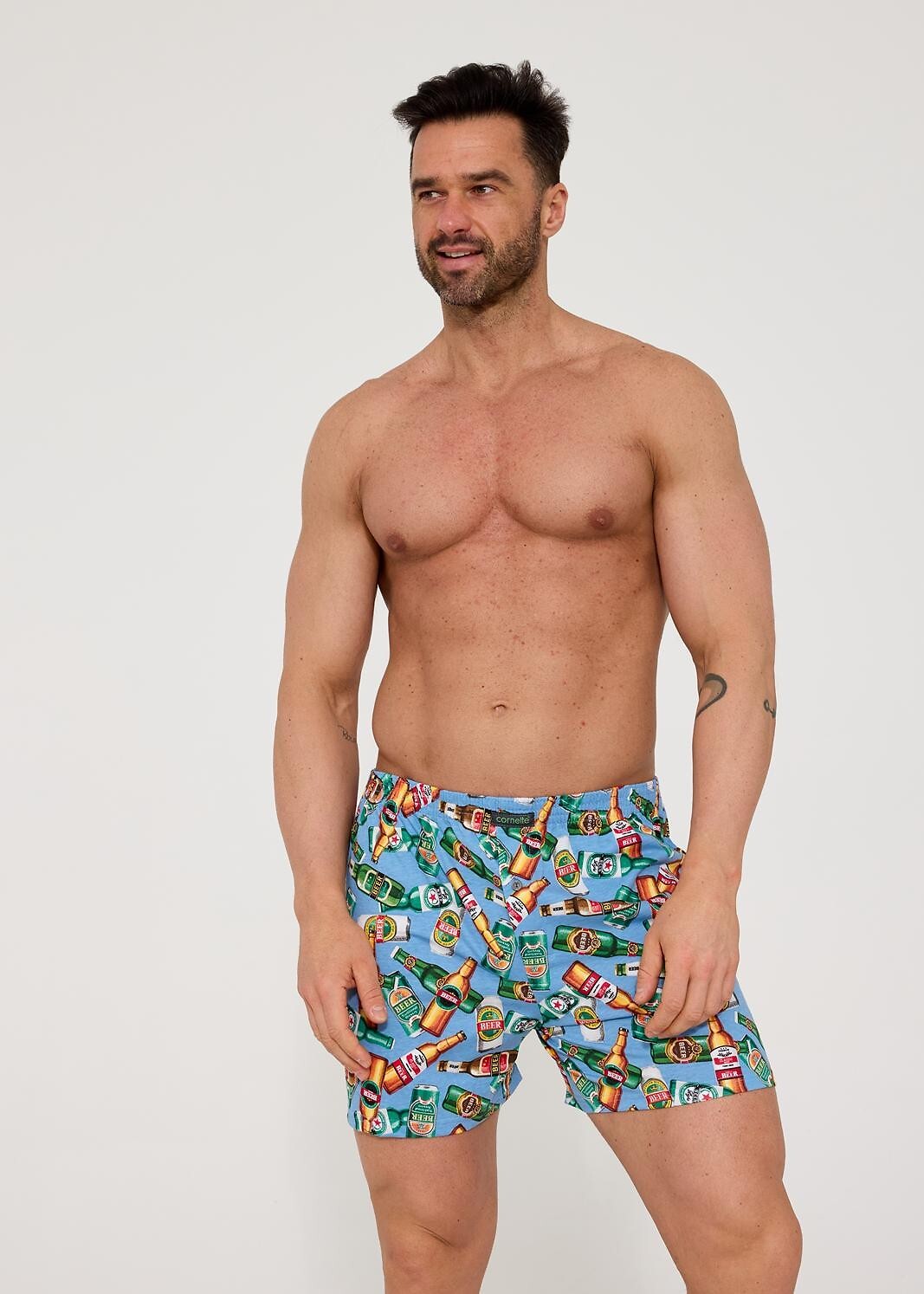 Classic | Boxer Uomo morbidi in Cotone 100% con Stampa bottiglie Birra - 001/189 - Lullaby Lingerie