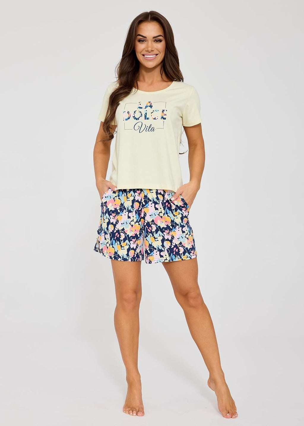 Dolce vita | Pigiama Donna in Cotone Morbido – T-shirt e Pantaloncini con Tasche - 880/331 - Lullaby Lingerie