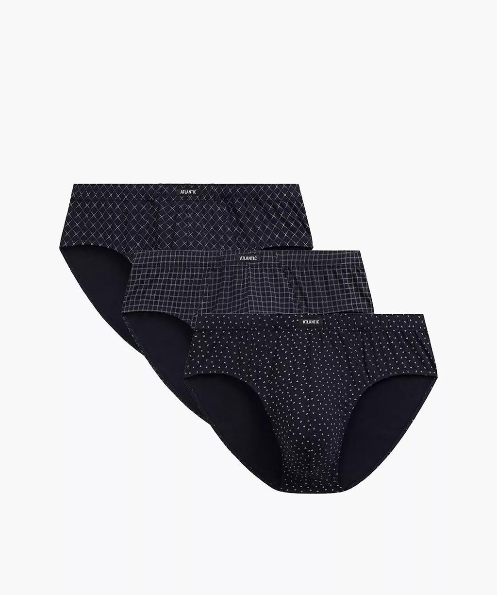 Slip Uomo Classici Atlantic – Set da 3 Pezzi in Cotone a Fantasia - 3MP-218 - Lullaby Lingerie