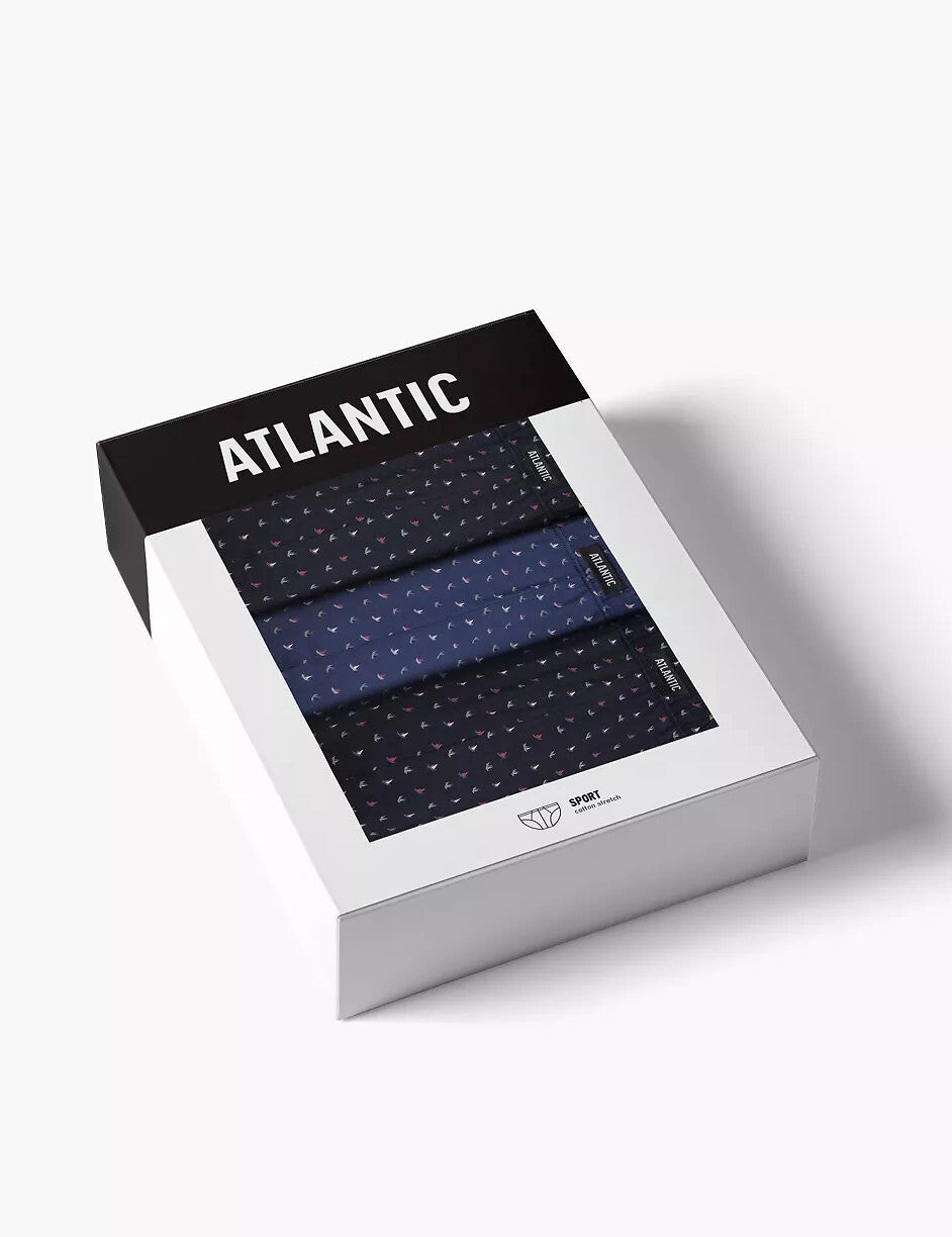 Slip Uomo Classici Atlantic – Set da 3 Pezzi in Cotone a Fantasia - 3MP-215 - Lullaby Lingerie