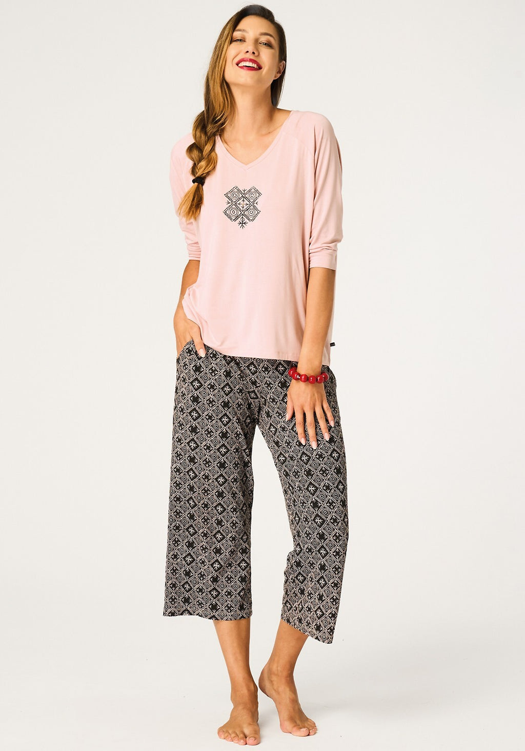 1-Piżama Key LNS 731 B26 3/4 S-XL damska morelowy-1