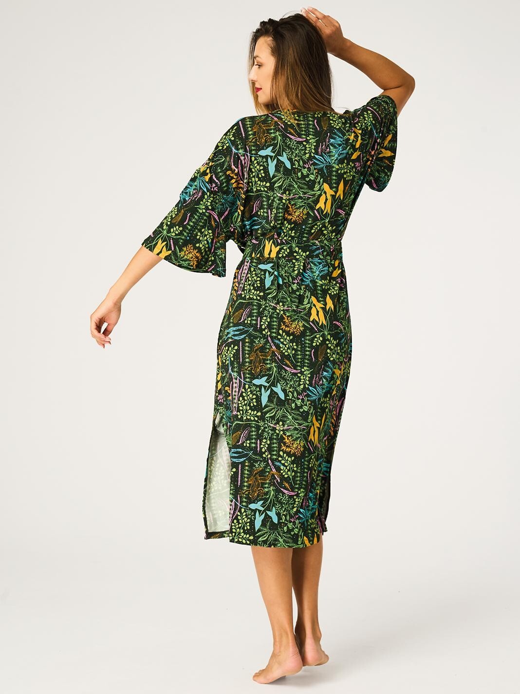 3-Szlafrok Key LGL 574 B26 3/4 S-XL damski zielony ciemny-3