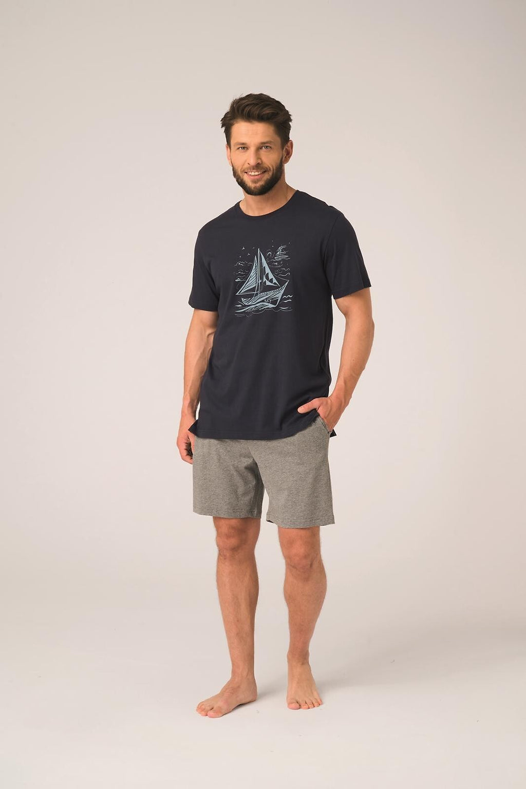 2-Piżama Key MNS 731 B26 kr/r M-2XL męska granatowy-szary-2