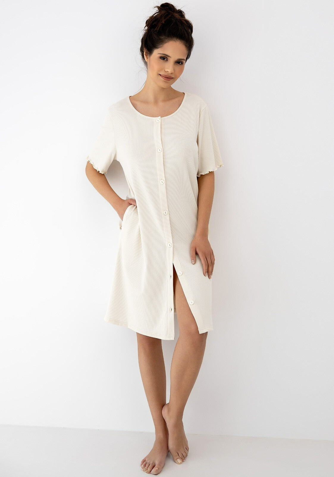 1-Koszula Sensis Bayla kr/r XS-2XL rozpinana beżowy jasny-1